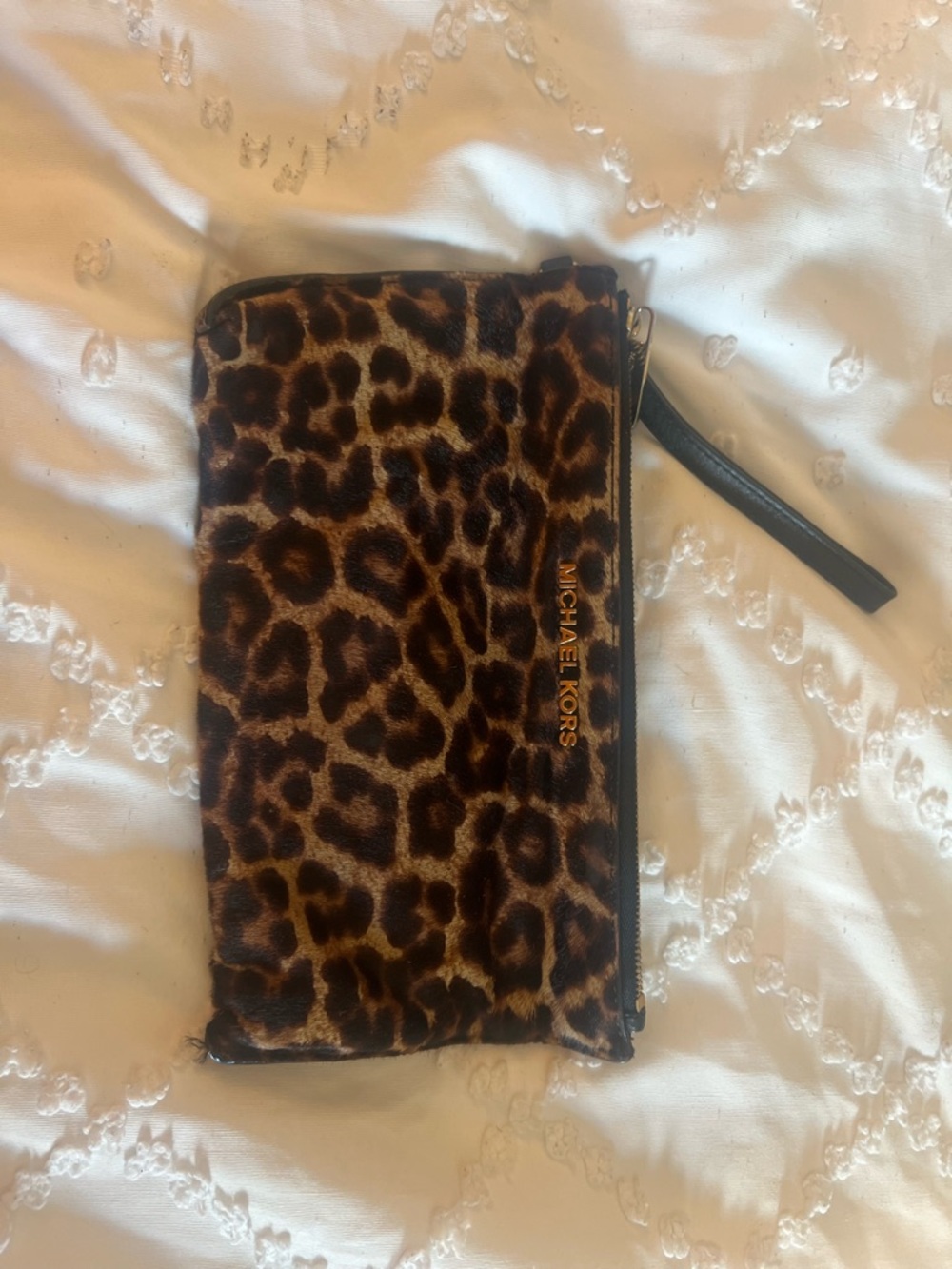 Michael Kors Leopard Print Wristlet - Brown/Black/Gold
